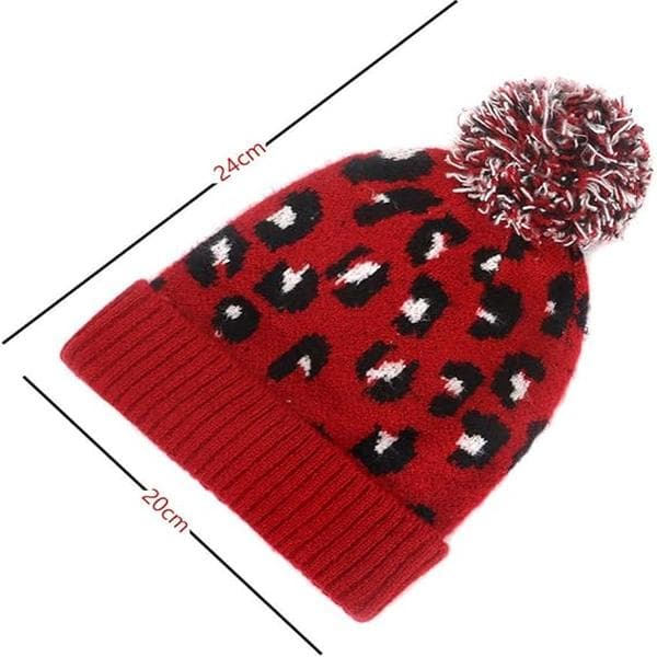 Høst Vinter Dame Leopardtrykk Strikket Hårball Ulllue Beanies