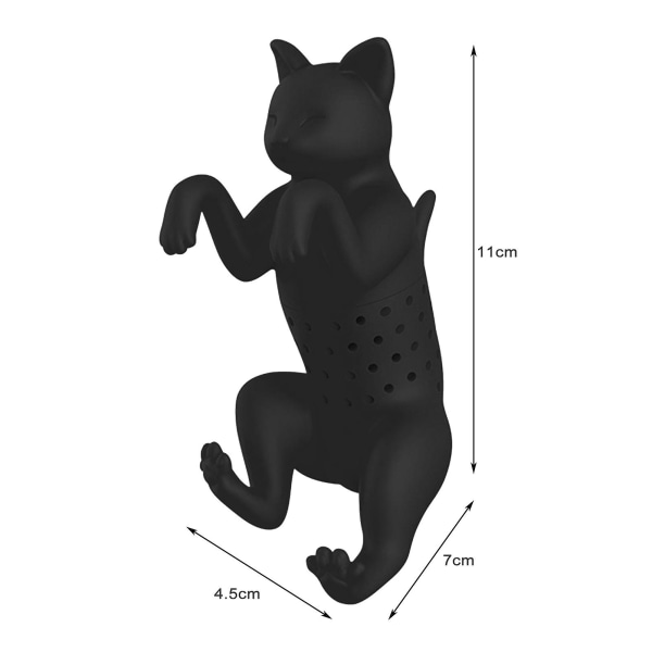 Silikon Cat Te Infuser Problemfri Bryggning Diskmaskin Säker Söt Bärbar Lösblad Tesil Tekanna Kökstillbehör Dark Gray