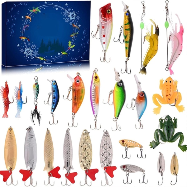 Fiske Adventskalender Angler 2023 Fiskeutstyr Adventskalender Fiske Julenedtellingskalender 24 dager Fiskelokker for voksne menn Gutt Kristus