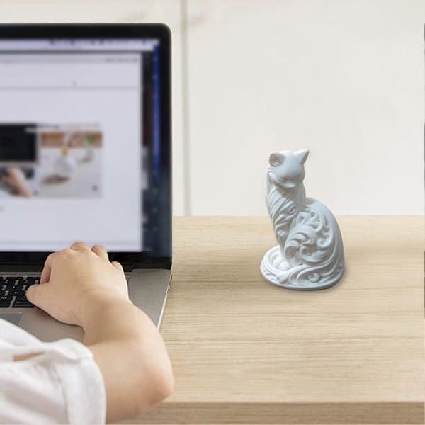 Minimalistisk Elegant Kattstaty – 3D-printad Katt – för Sovrum, Vardagsrum, Kontorsinredning White