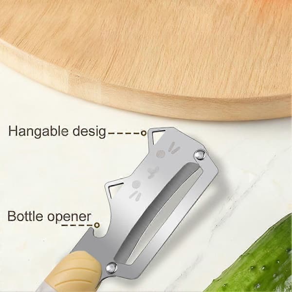 Kat-formet Skræller i Rustfrit Stål Multifunktionel Flaskeåbner Sødt Køkkenredskab Multi-functional peeler 2pcs