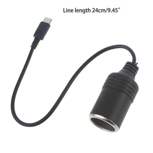 USB C PD til 12V 60W Bil Sigarettenner Socket Adapter for Billader & Støvsuger black
