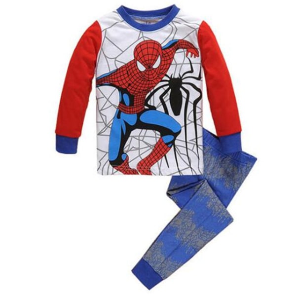 Bomullspyjamas för pojkar, långärmad, tecknat set för barn, baby hemmakläder Spiderman Captain America 9 120cm