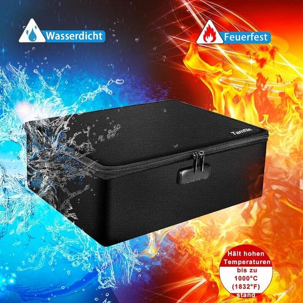 Travel Document Storage, Fireproof Document Bag, Heat Insulated, Multi-layer Storage, Portable Document Safe, Water-resistant Safe, Combination Lock