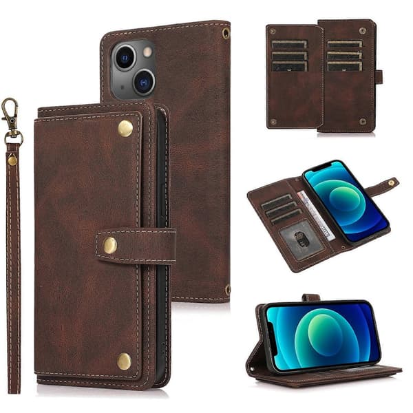Lanyard Skinndeksel til iPhone 14 Plus Brown