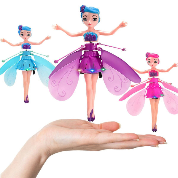 Flying Fairy Princess Dolls Magic Infrared Induction Control Girl Toy Fødselsgave Blue