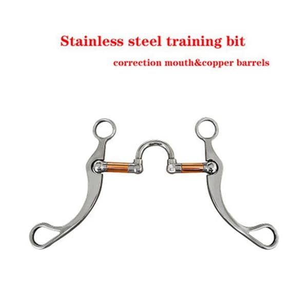 Rustfritt stål Snaffle Bit Heste bitt Western Snaffle Bits for munn trening Bitt med kobberport Silver