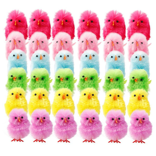 36st Mini Påsk Kycklingar Levande Färger Påsk Plysch Kycklingar Söta Påsk Baby Kycklingar Påsk present till barn