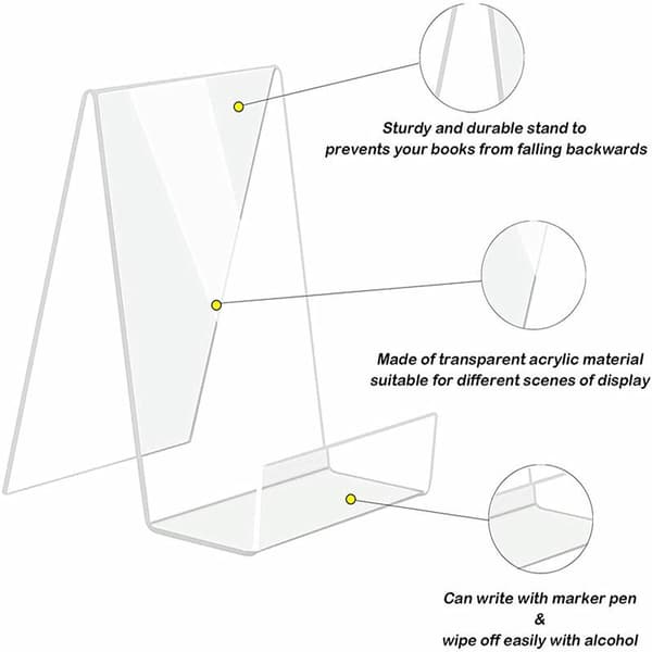 5-pak Akryl Bogstøtter, Transparent Bogdisplaystativ