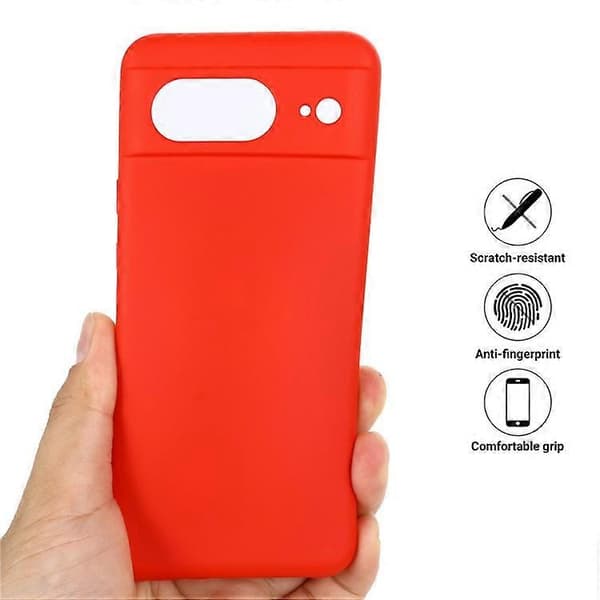 Kompatibel med Google Pixel 8 Anti-Fingeravtryck Mobilskal Flytande Silikon Mjukt Foder Baksida Red