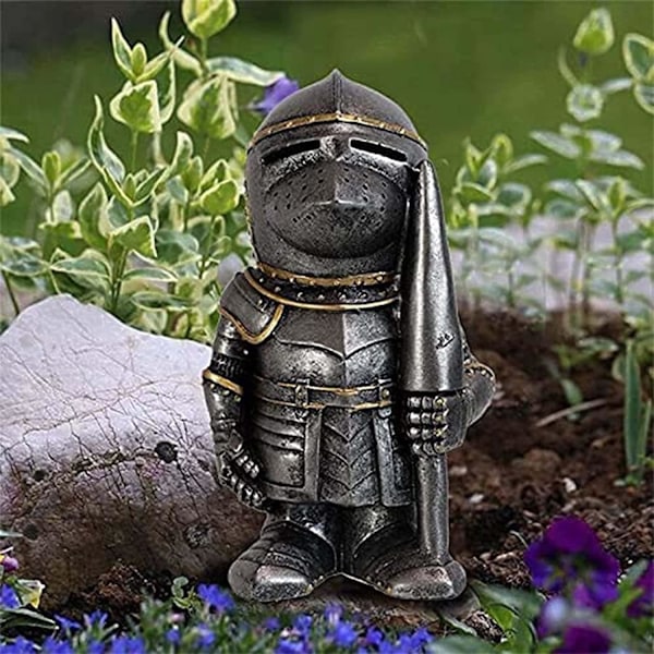 Trädgårdstomtar Dekorationer Riddarstaty Figurer Medeltida Tempelriddare Korsfarare Vakt Rustning Utomhus Gård Gräsmatta Konst Dekor Harts Gåvor Knight G
