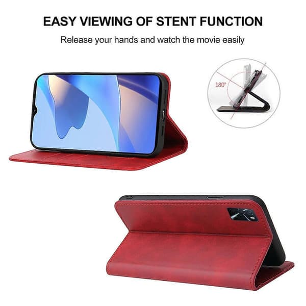 Magnetisk læder telefoncover til OPPO A54s Red