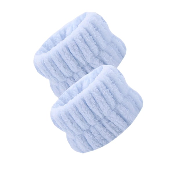 2 stk Ansiktsvask-armbånd Microfiber-mansjett-armbånd Mykt absorberende spa-håndleddsvaskebånd Blue