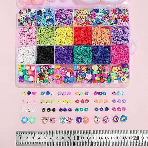 24 Grid Blød Ler Bløde Keramiske Perler Diy Sæt Boks Håndlavet Diy Perlesæt