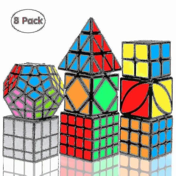 Speed Cube Set, Magic Cube Bundle 2x2 3x3 4x4 Pyramid - Leksakspussel Kub För Barn Och Vuxna Set Om 8 (xq)