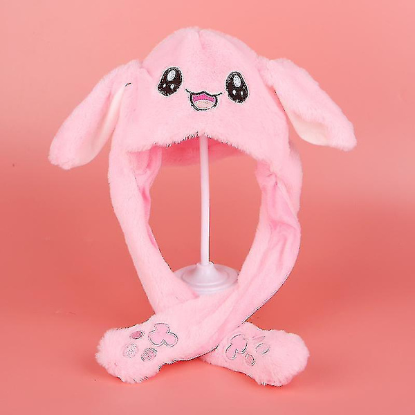 Plysch kaninhatt kan röra sig Intressanta söta mjuka plyschkaninhattpresenter för flickor Luminous White Rabbit Hat