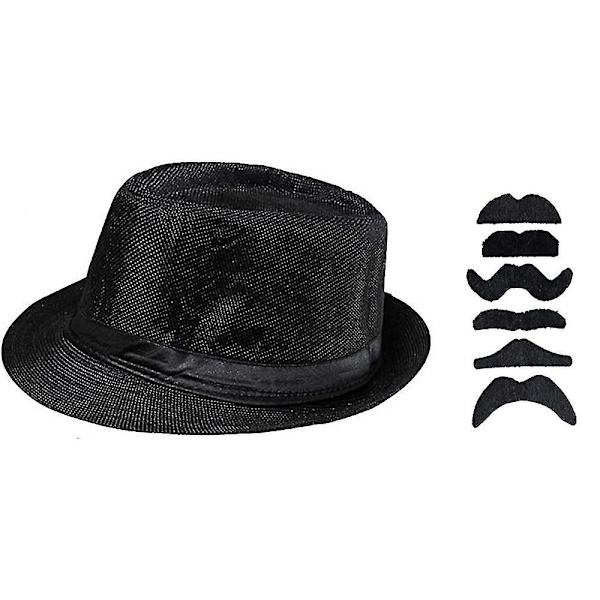 1920-luvun miesten Gatsby Gangster -asuasusteet Vanhan miehen asusteet Panama-hatulla, henkseleillä ja rusettilla