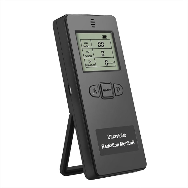 Digital ultraviolett strålningsdetektor UV UVI-mätare Dosimetertestare med temperaturdisplay för H Black