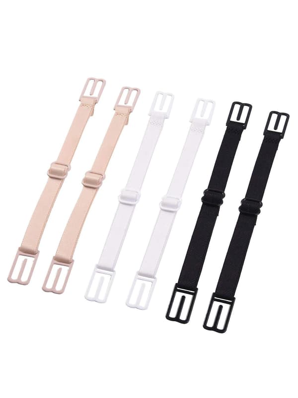 6 stk. BH-strop Clips Elastisk Skridsikker Strop Holder, Sort, Beige, Hvid