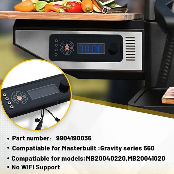 Ikke-WiFi Digital Grill Termometer Controller Udskiftningspanel til Masterbuilt Gravity Series 560