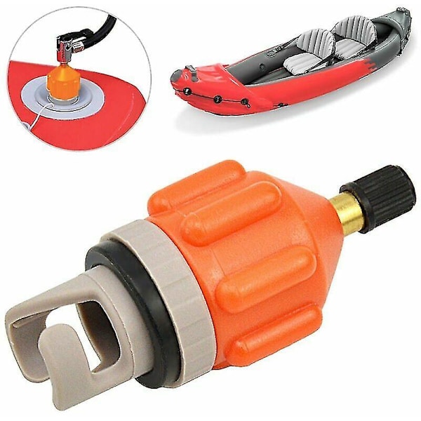 Adapter til oppusteventil til kajakker og paddleboards, pool, have - orange, grå,