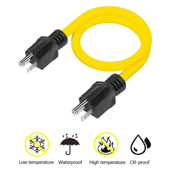 Han forlængerledning, Rv & Generator Adapter ledning, 5-15p til overførselskontakt, 12awg 125v dobbelt han Yellow