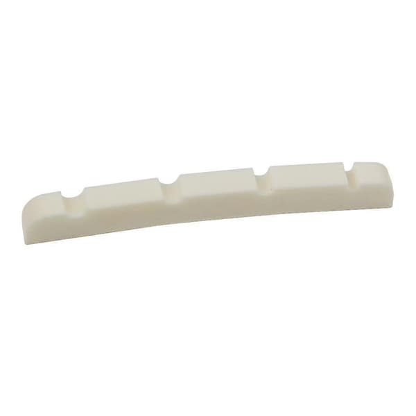 42 mm beige räfflad böjd buffelben-sadel för 4-strängade basgitarrer