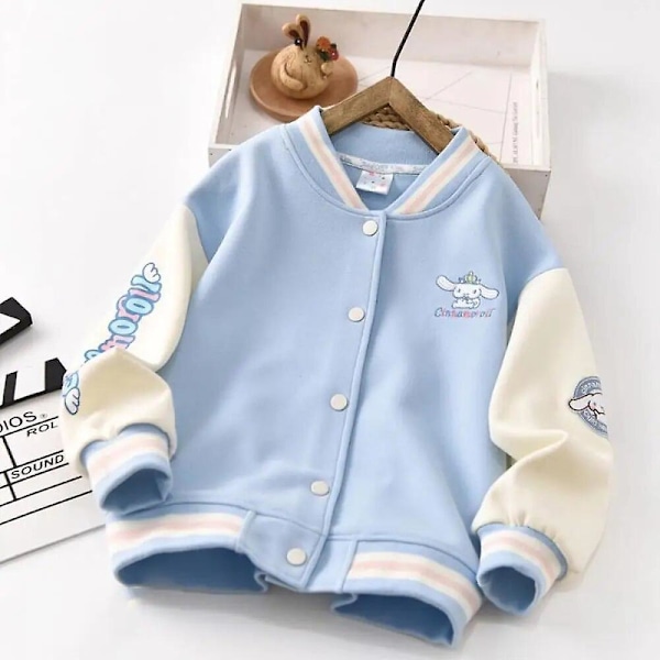 Kawaii Sanrio Cinnamoroll Baseball Uniform til Piger Børn Anime Tegneserie Jakke Sød og Sød Jakke Forår Efterår Børnetøj Cinnamoroll 130CM
