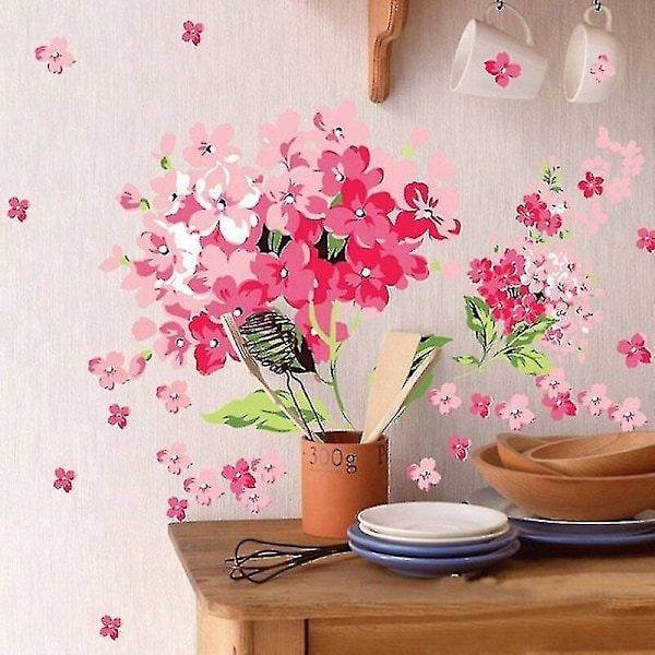 Rosa broderade blommor bröllopsrum sovrum vardagsrum soffa TV bakgrund dekorativa väggdekaler