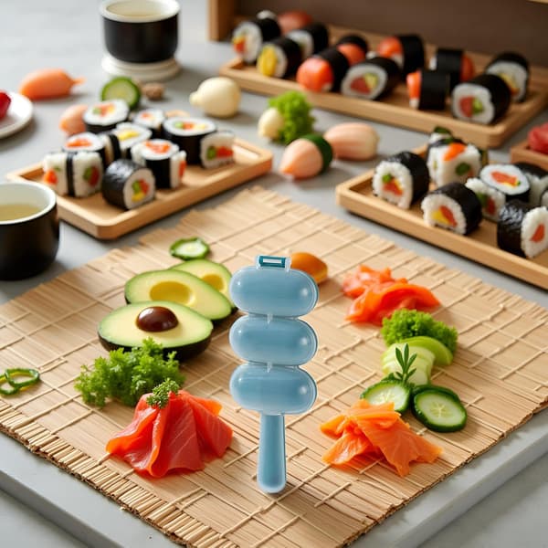 Blå risbollemaskin - Rist og form risboller, sushifat og DIY-sett