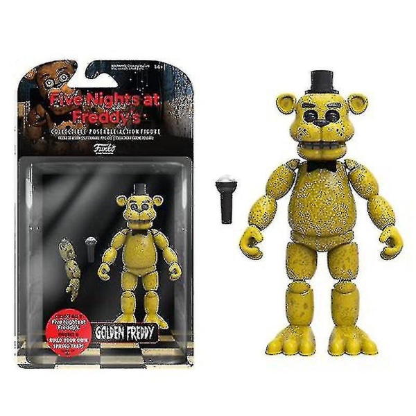 Fnaf Security Breach Action Figuurit Liikkuvat nivelet Bonnie Foxy Freddy Chica Anime Figuuri Pvc-mallilelut [ege] Golden Freddy 14cm