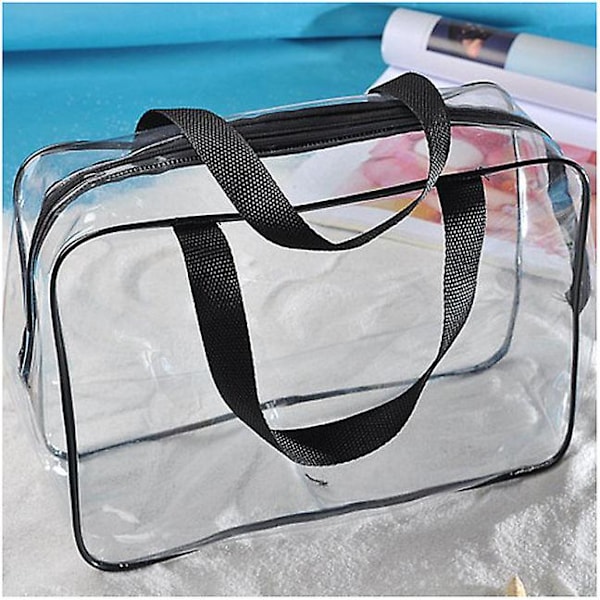 3-i-1 PVC gjennomsiktig vanntett multifunksjonell kosmetikkveske Transparent black