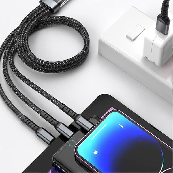 Multi USB-kabel - 100W hurtiglading i nylon for alle telefoner