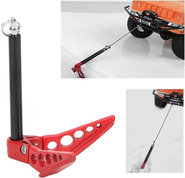 Ankervinsjeværktøj, foldbart metalvinsjeanker til Axial SCX10 D90 CC01 1 stk. rød