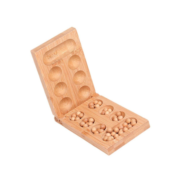 Klassiskt hopfällbart trä Mancala brädspel Strategispel Lätt att förvara