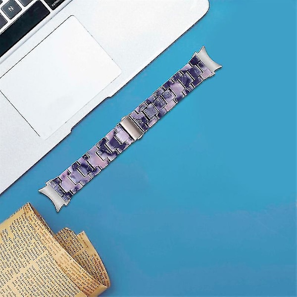 För Samsung Galaxy Watch 5 40mm / 44mm / Watch 5 Pro 45mm Resin Watch Band Rostfritt stål Spänne Armband Armband Dark Grey   Pink