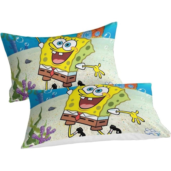 HOUKIG Spongebob Dynebetræk 3D Print Animefigurer Dynebetræk til Teenagere og Voksne Quiltbetræk med Pudebetræk med Lynlås Lukning Blød Mi Single135x200cm