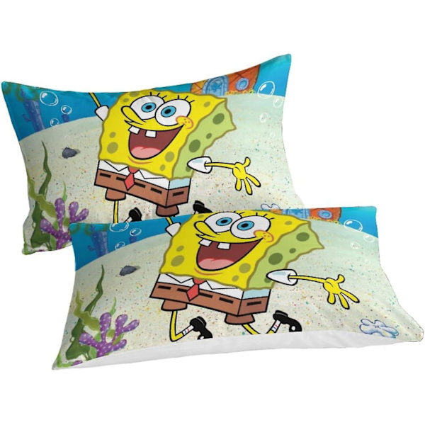HOUKIG Spongebob Täckeöverdrag 3D-tryck Animefigurer Täckeöverdrag för Tonåringar och Vuxna Quiltöverdrag med Kuddfodral med Blixtlås Stängning Mjuk Mi Single135x200cm