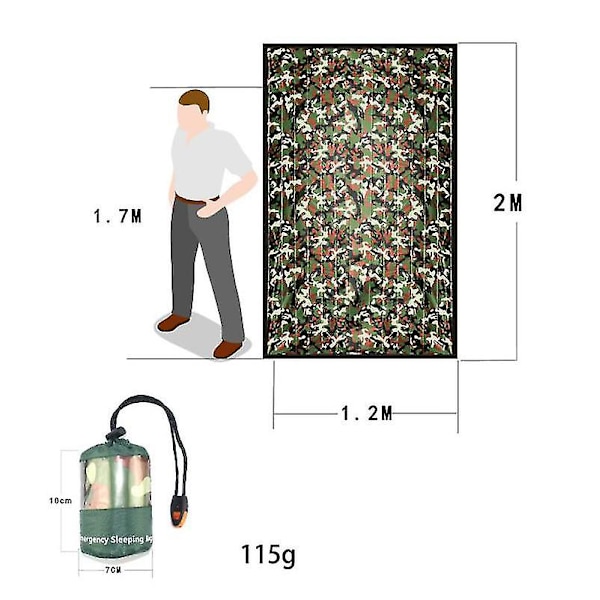 Överlevnadssovsäck, nödsovsäck för utomhuscamping, 2 st