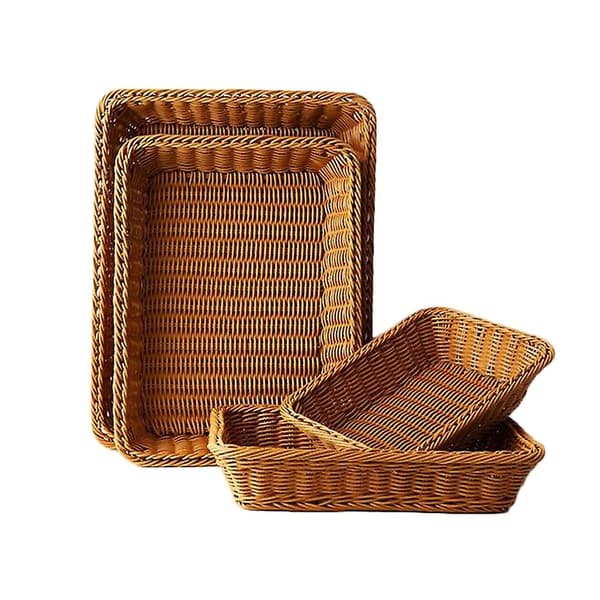 Basedidea Rektangulär Brödkorg Rotting Förvaringskorg Mat Frukt Grönsaker Serveringskorg Supermarket Restaurang Displaybricka 35x25x7cm
