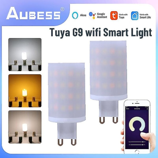 Tuya Wifi G9 Dæmpbar Smart Light G9 6w Led Lampe Pære Intelligent Lys Stemmestyring fungerer med Alexa 2pcs