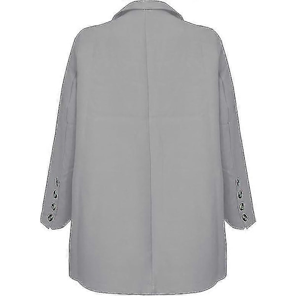 Naisten 2-osainen asu, Blazer-setti, Elegantti Liike- ja Työasu, Vintage Klassikko, Yksivärinen, Ryppyinen Hiha, Auki Edestä, Puku Takki ja Suorat Housut 4XL Gray