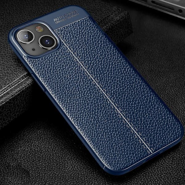 Litchi tekstur TPU telefoncover til iPhone 14 Plus Blue