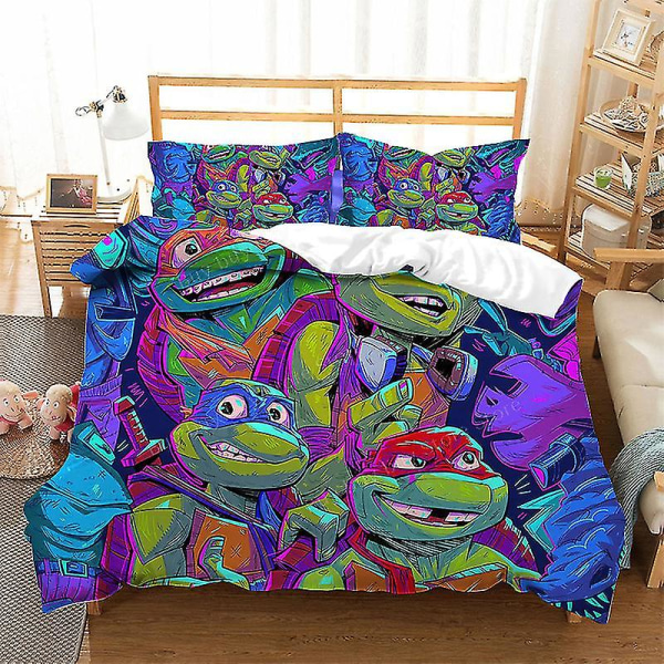 2023 Teenage Mutant Ninja Turtles Uusi elokuva vuodevaatteet set cover set lasten animehuoneen sisustus Sarjakuva cover lahja T-03 EU Double-200x200cm