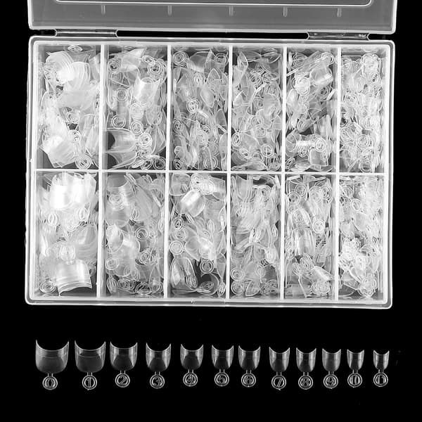 600 Pieces Short Nail Tips Short Oval Half Cover Fake Nail Tips 12 Sizes False Nails Tips With Box