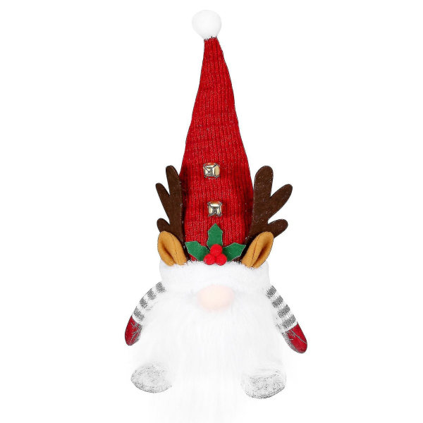 Christmas Gnome Lights, handgjorda upplysta nordiska figurin plysch (röd)