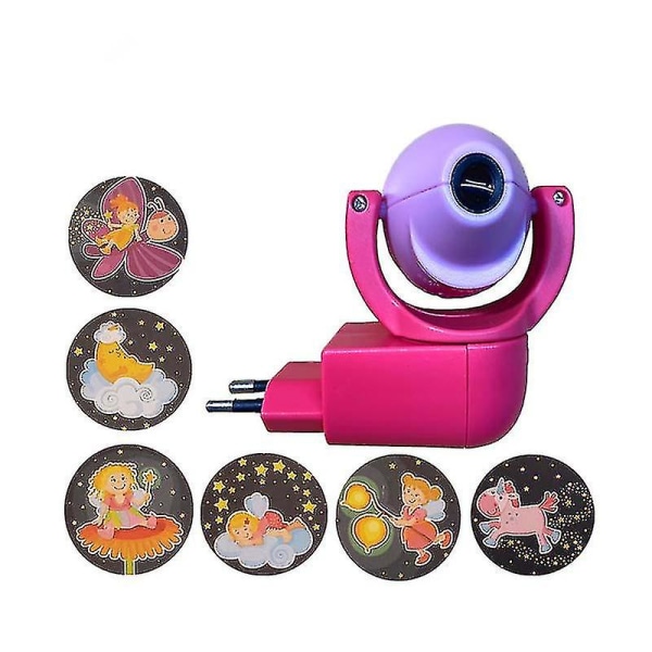 Star Moon Animal Projector Led-projektor 6 bilder Sensor Eu Plug Nattljus för barn Baby sovrum dekoration Pink
