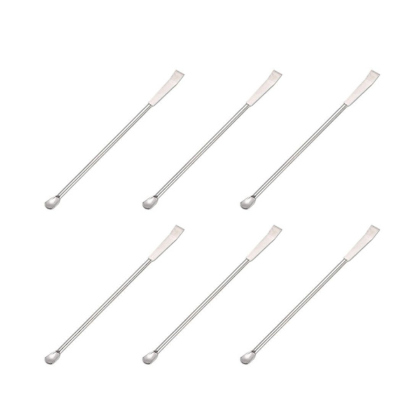 Lab Mini Scoop 6 stk Rustfrit stål prøvetagningsreagensske Laboratorie dobbelthoved spatel 125mm
