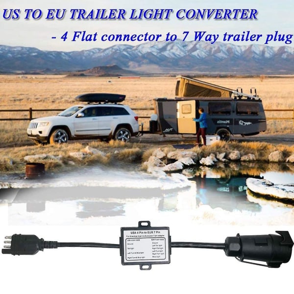 Oss till Europa Trailer Light Converter 4 Way Flat Socket (amerikanskt fordon) Till 7 Way Round Socket (eu