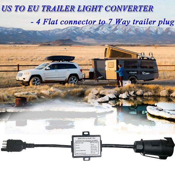Us To Europe Trailer Light Converter 4 Way Flat Socket (amerikkalainen ajoneuvo) 7 Way Round Socket (eu black